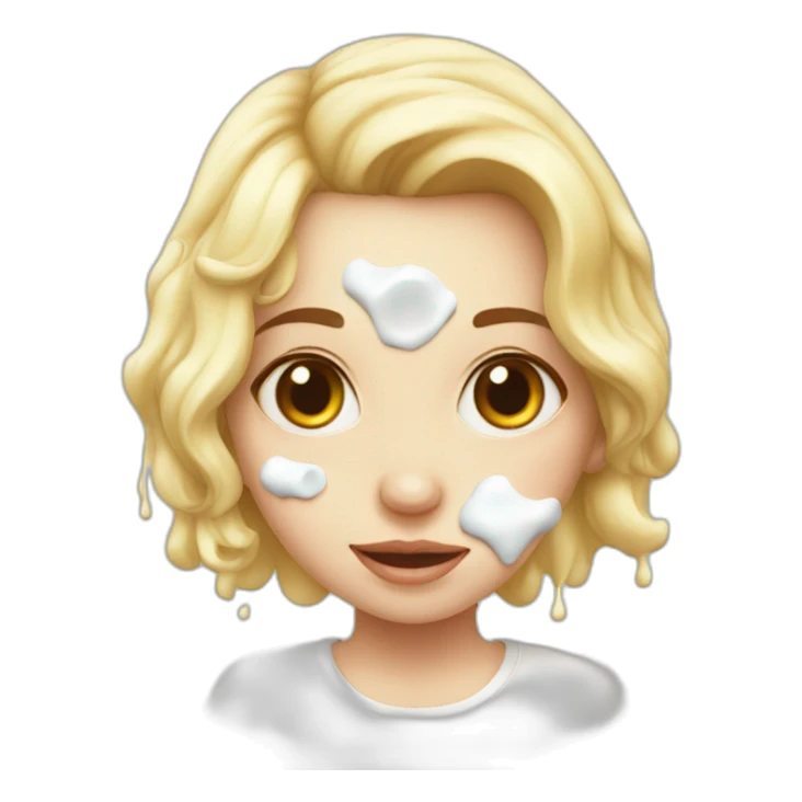 cute woman with many large milk stains sticker