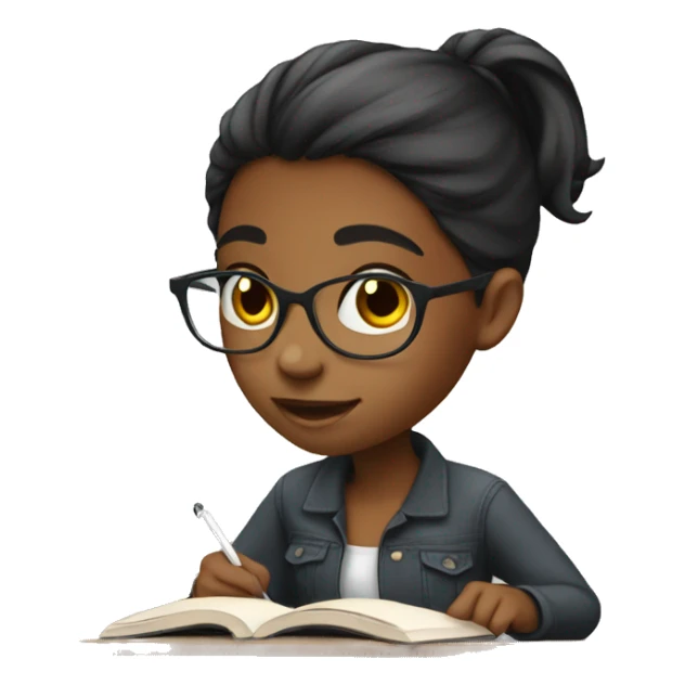 young black female student with straight hair studying sticker