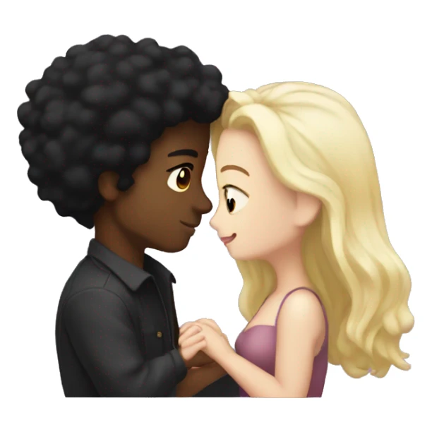 romantic moment between lovers black guy and white gurl with black hair  sticker