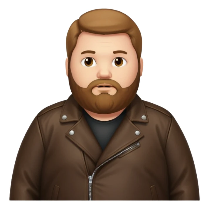 Long hair obese men with beard in leather jacket sticker
