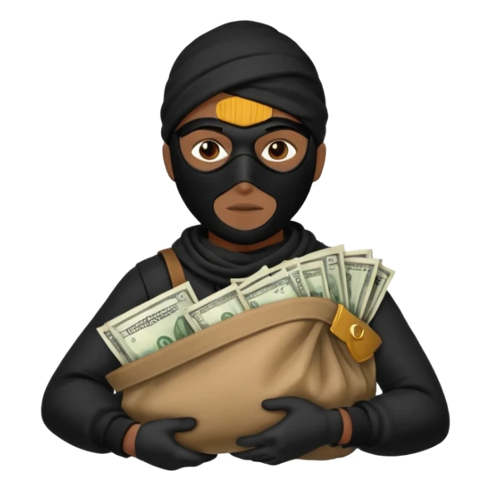 Ladro con la sacca dei soldi sulla spalla sticker