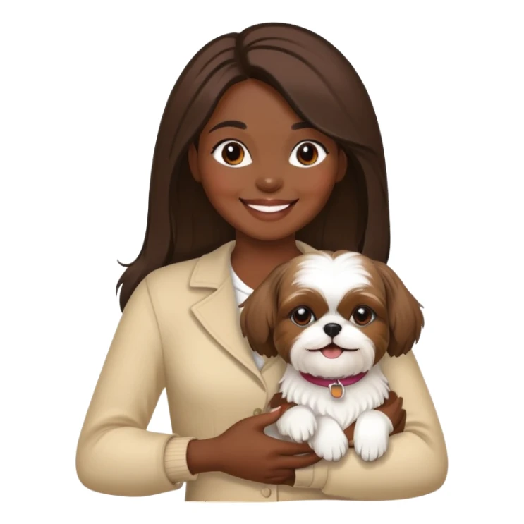 dark-skinned woman holding a Shih Tzu dog sticker
