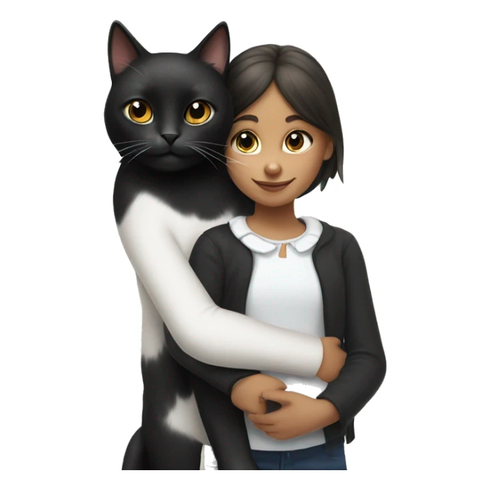 Black and white cat with young girl sticker