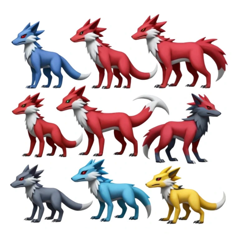Zoroark-Zeraora-Lombax-Sergal-Zangoose-Cyclizar-Genesect-Pokémon, full body sticker