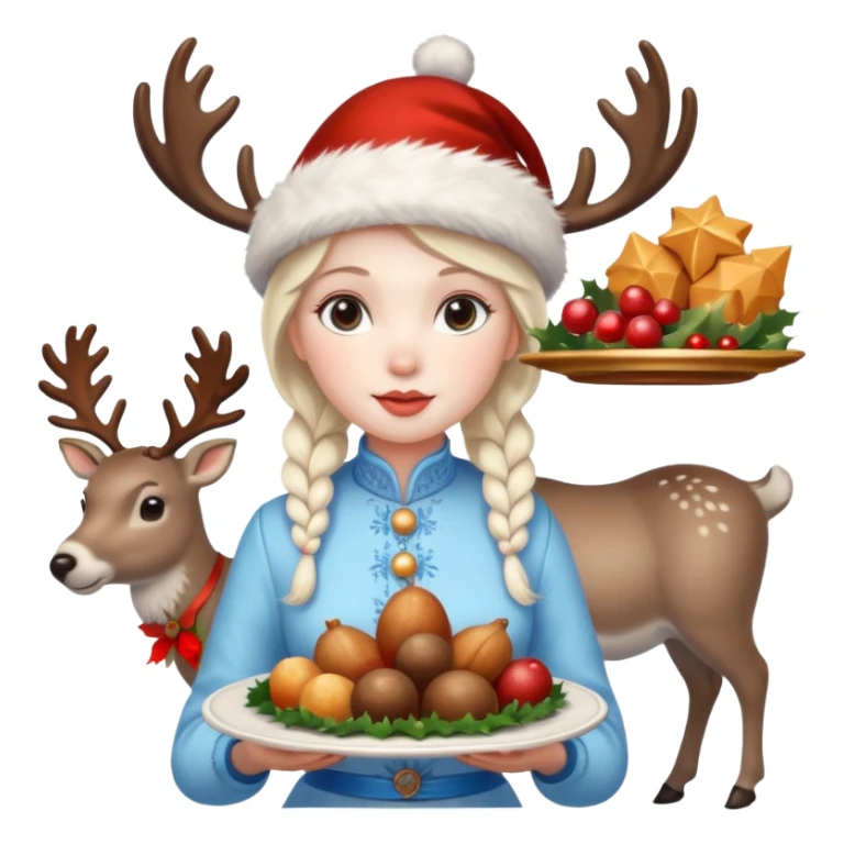 please include christmas attributes: deer, food, santa, snow maid sticker