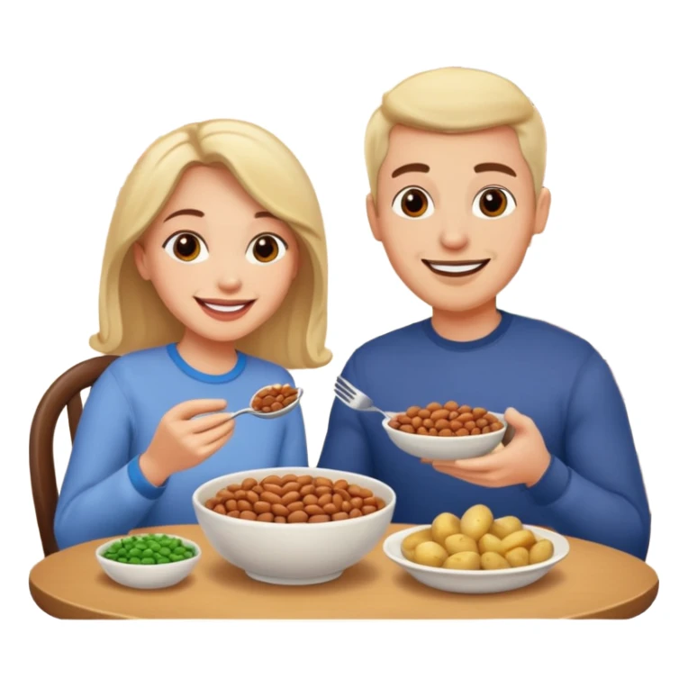 ligth couple having dinner of beans and potatoes sticker