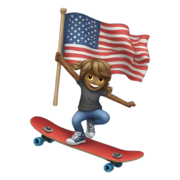 Person holding American flag riding a skateboard sticker