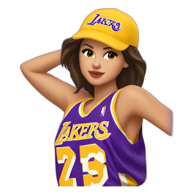 selena gomez in yellow lakers jersey sticker