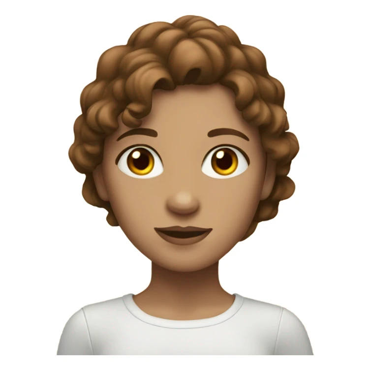 Girl with brown wavy hair and brown eyes white sticker