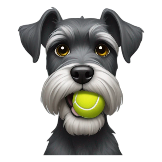 Full body schnauzer tennis ball in mouth sticker