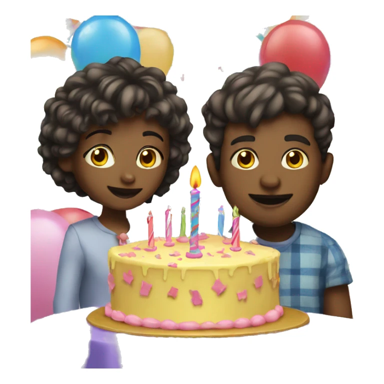 Birthday party boy and girl sticker