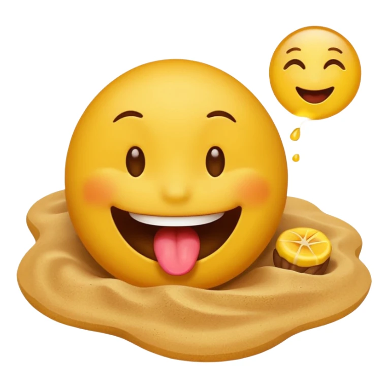 A smiley emoji licking a brown beach emoji sticker