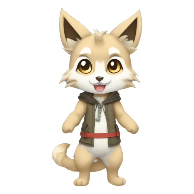 Kemono-style, Chibi, Anthro-Fur-Sona-Fakémon, clothing, Full Body sticker