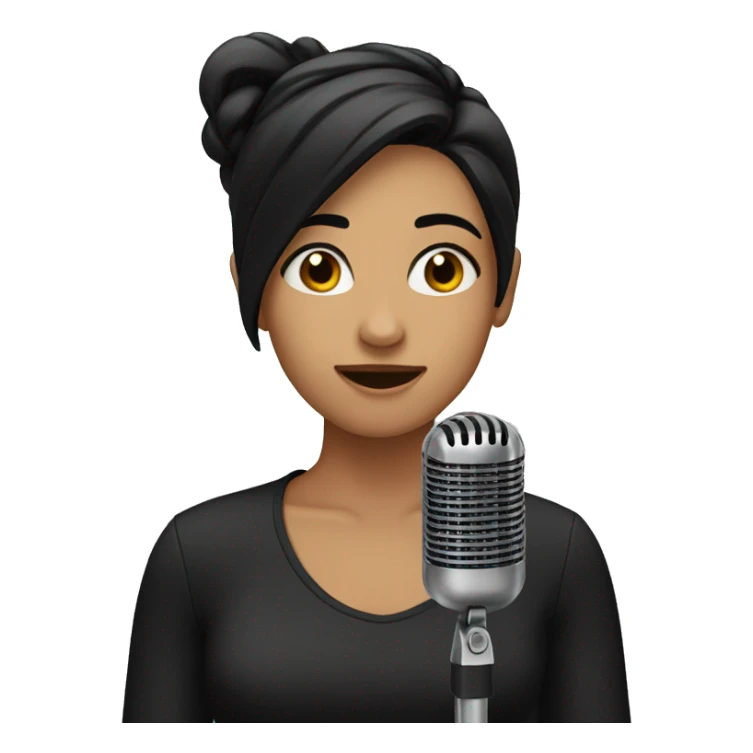 Girl with black hair singing  sticker