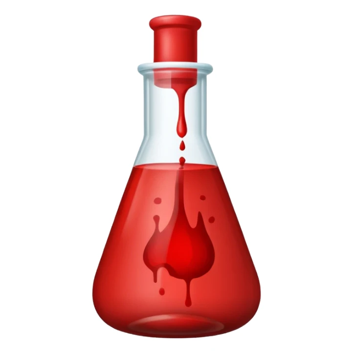 A lab science bottle but filled with blood sticker