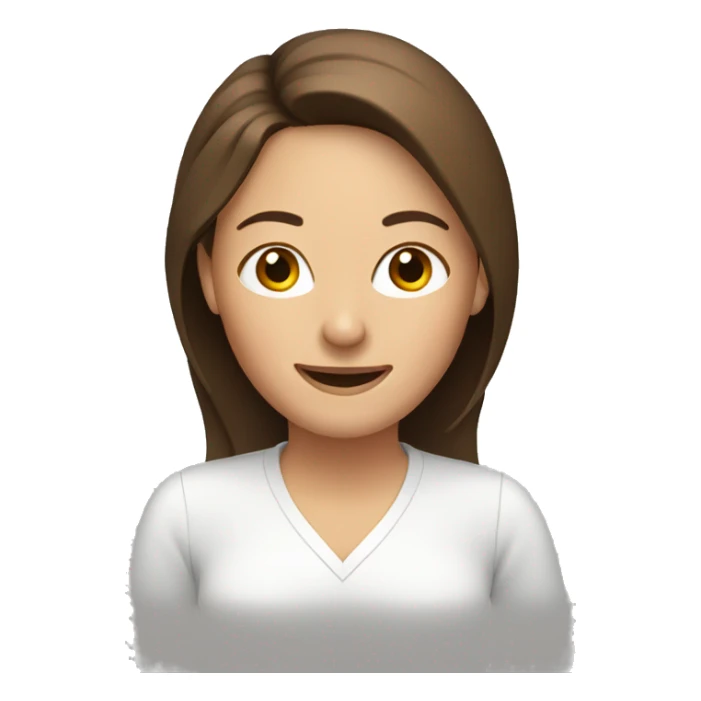 women, brown hair, happy, on computer sticker