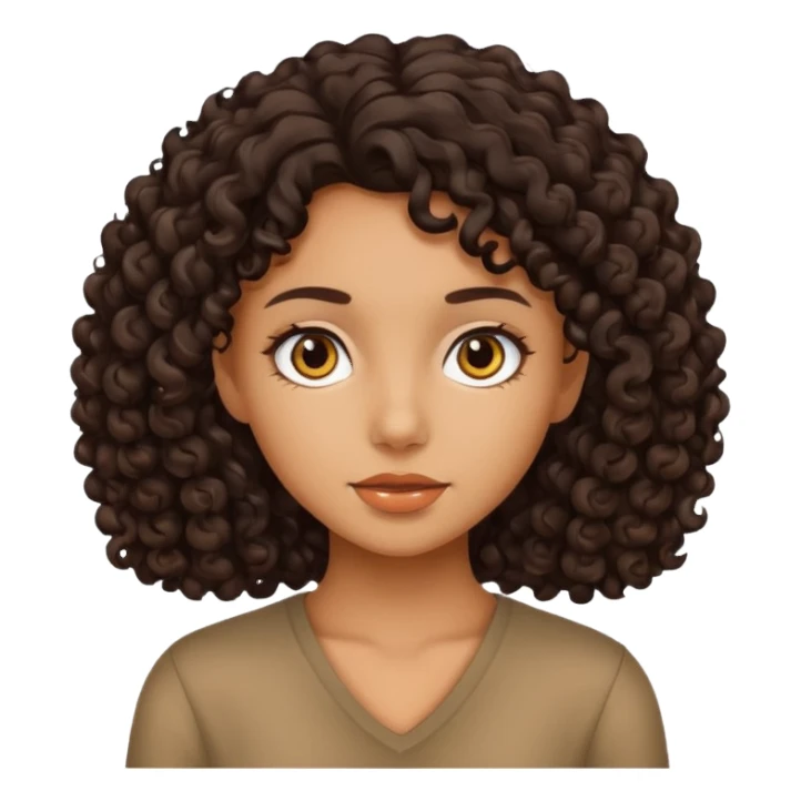 A girl with tan skin with dark curly hair sticker
