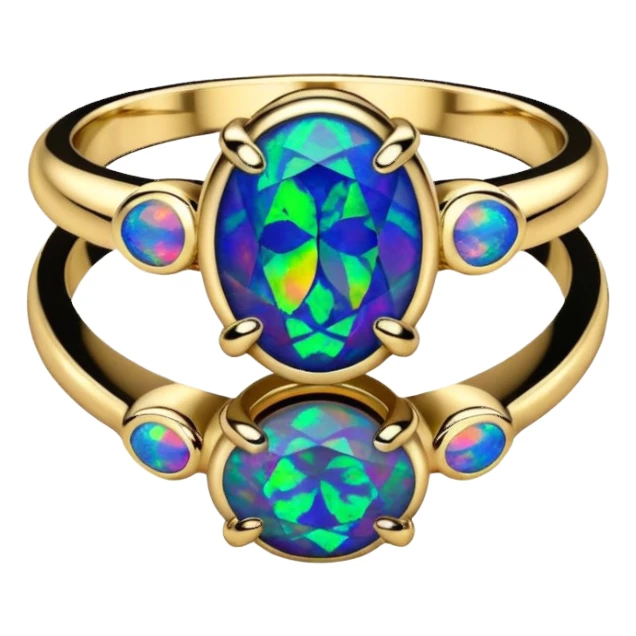 14k gold ring with a color shifting natural black opal sticker