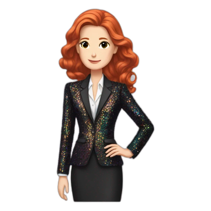 Audrey fleurot smooth long hair with multicolored sequined suit sticker