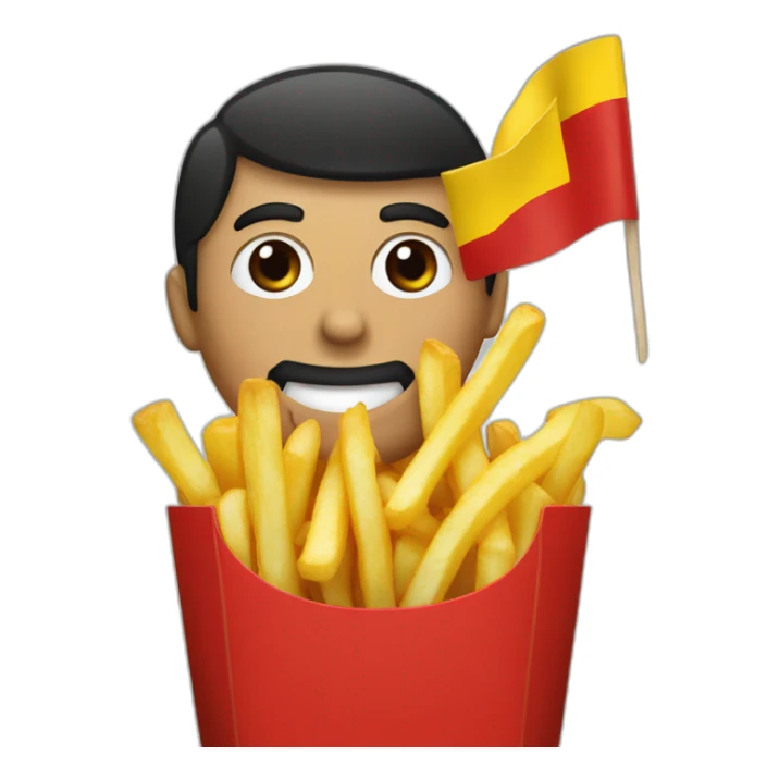 Belgium flag with a man eating French fries sticker