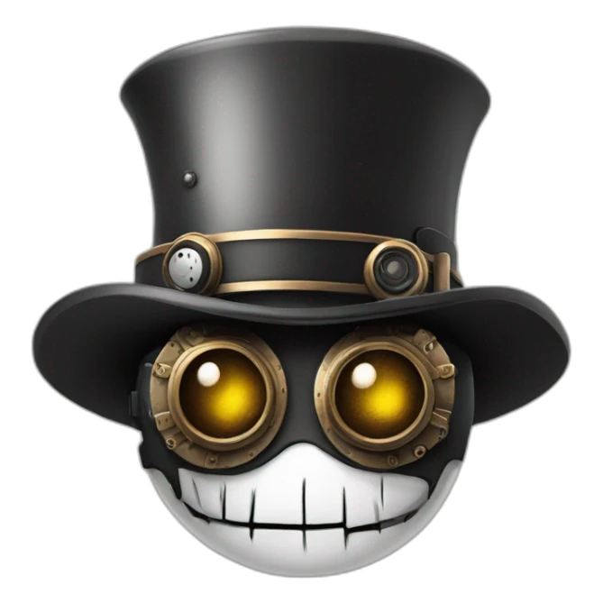 Black & white eyes man with steampunk hat with skull sticker