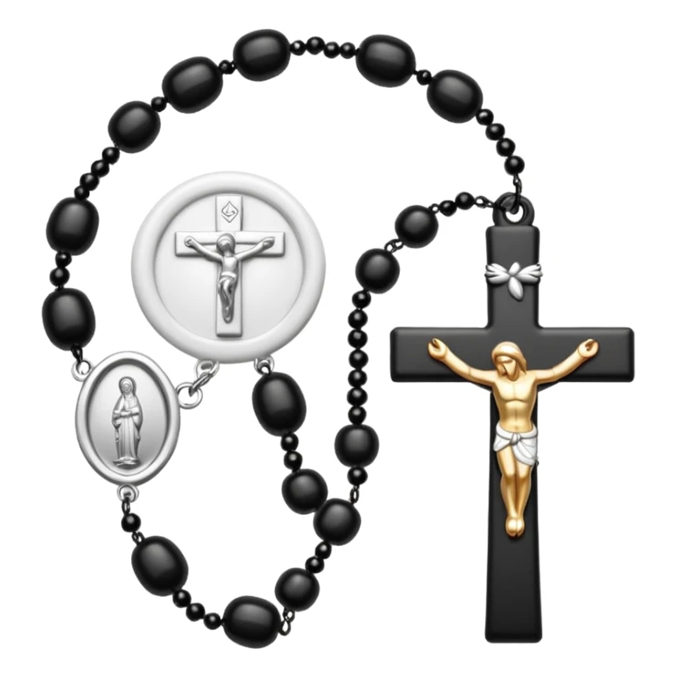  white rosary with white beads sticker