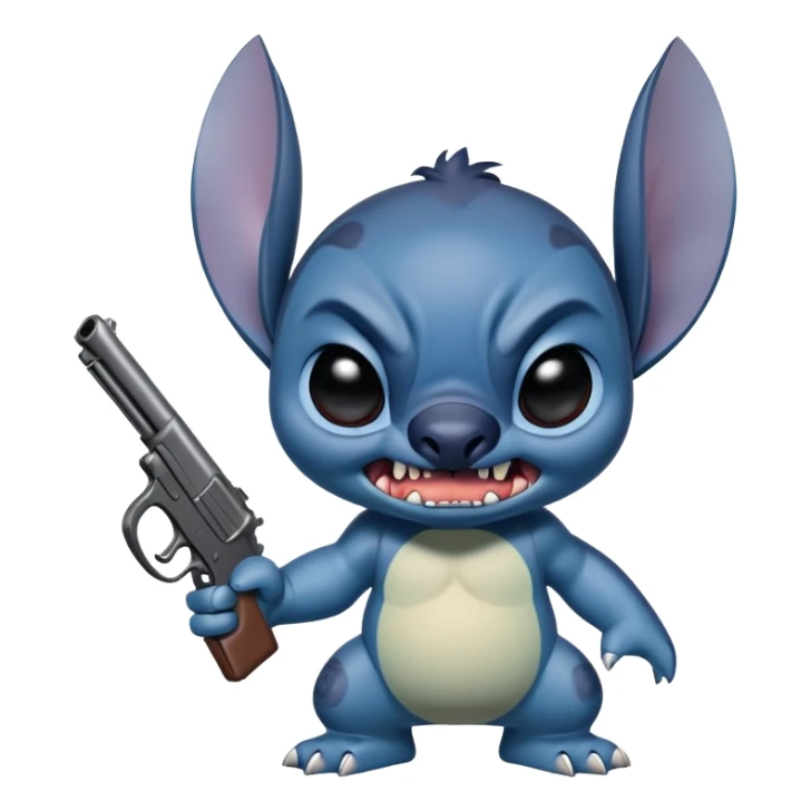 Lilo and stitch with a gun angry sticker