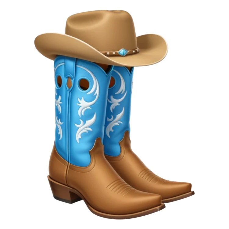 All white classic cowboy boots with one hat on top of them sticker