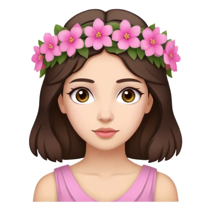 Greek looking brunette with pink flower crown sticker