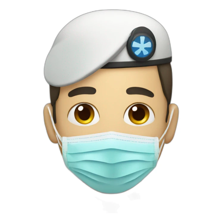 a military man in a Medical masks sticker