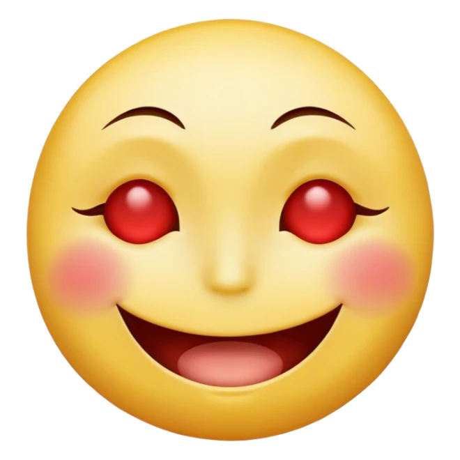 A yellow smiley with half closed eyes and red eyes  sticker