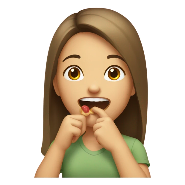 Girl smiling and biting finger sticker