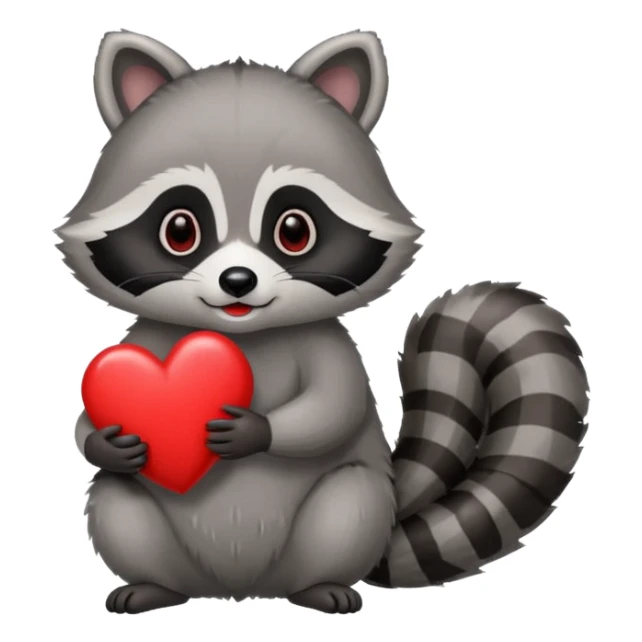 Raccoon with a heart  sticker