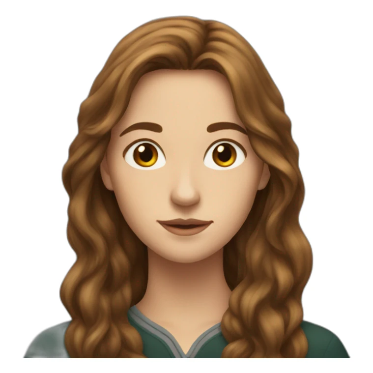 young woman with long brown hair at hogwart sticker