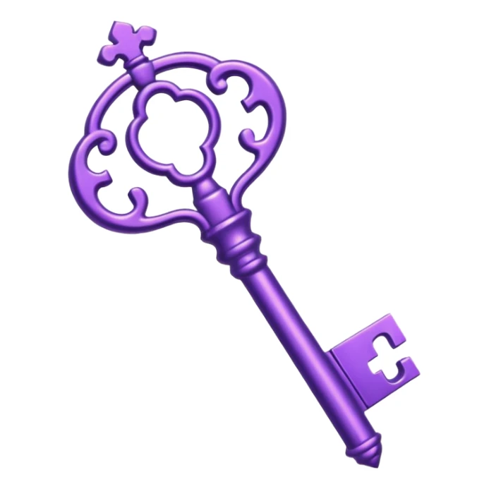 glitter purple key of castle sticker