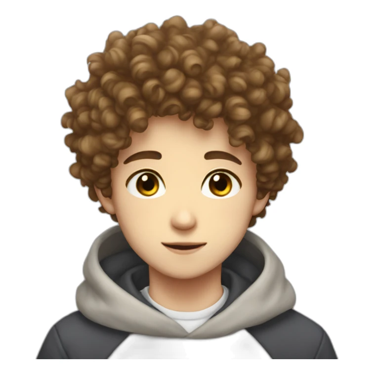 Boy curly hair, anime sweater sticker