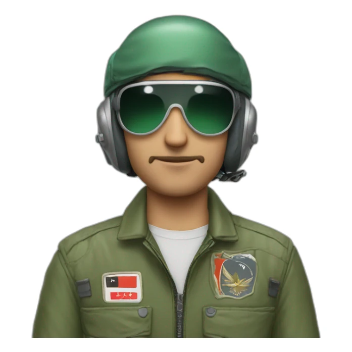 Turkish male fighter pilot with blond green overalls and Ray Ban glasses sticker
