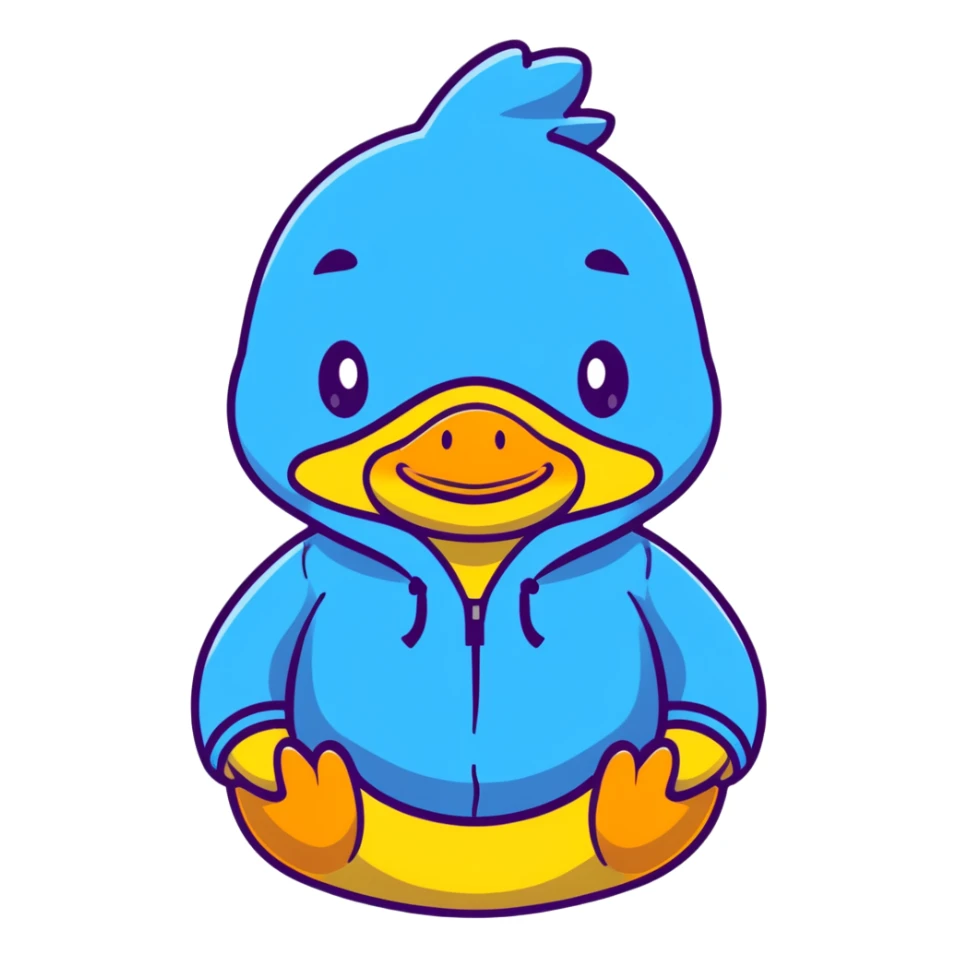 Cute yellow rubber duck wearing a colorful hoodie sticker