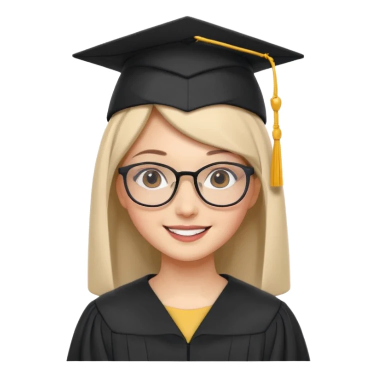 adorable white woman with hijab, glasses, and graduation cap sticker