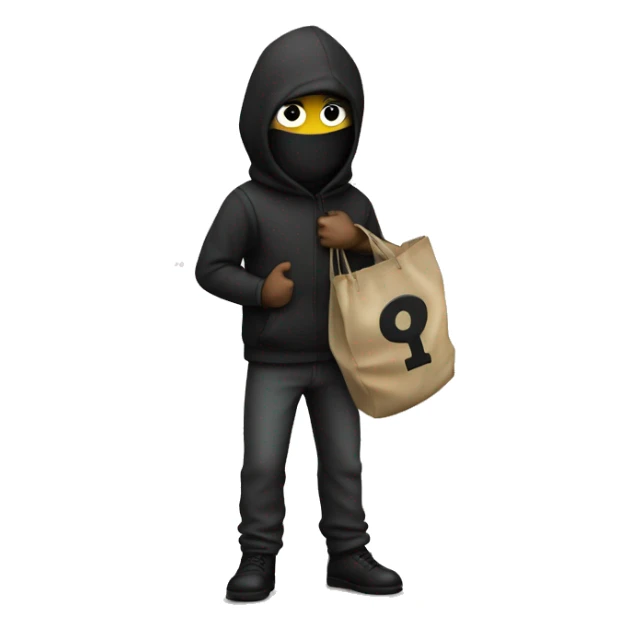 thief with a bag of money behind his back sticker