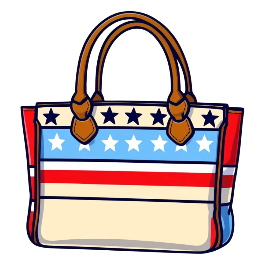 patriotic American handbag with stars and stripes sticker