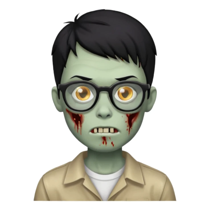Menino zumbi com cabelo preto de óculos sticker