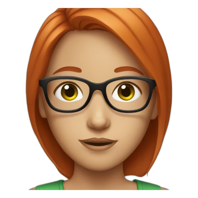 Red hair girl with glasses and green eyes sticker