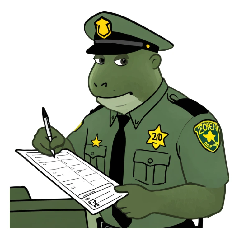 game warden writing a ticket for a wildlife law infraction sticker