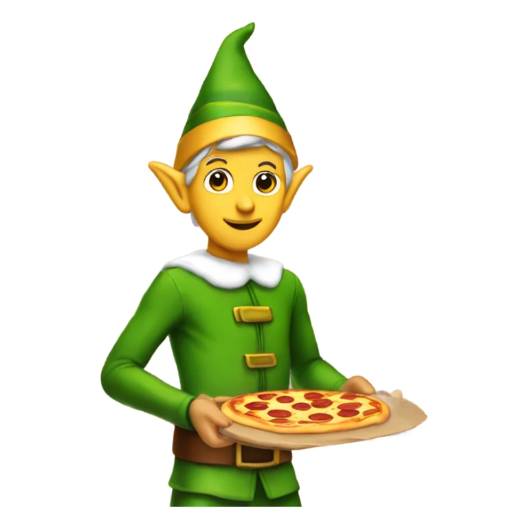 Elf on the shelve with pizza sticker