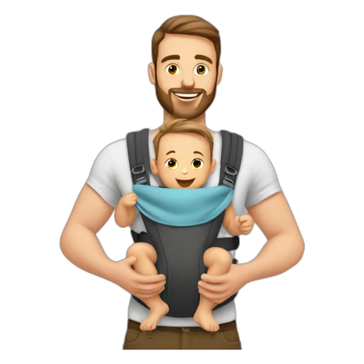 European Babywearing dad with baby ergo carrier sticker