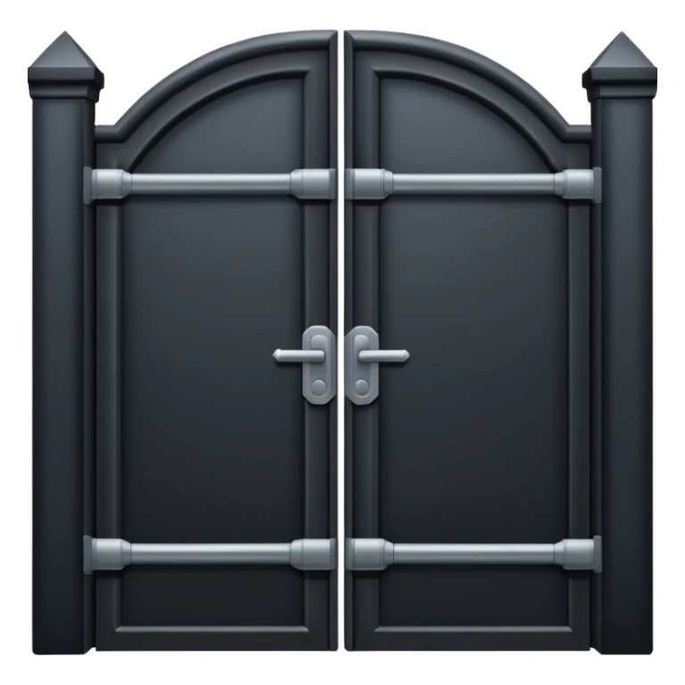 iOS emoji, minimal dark gate, sealed door, flat design sticker