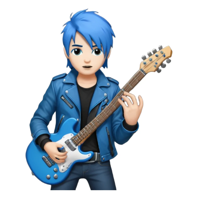 Rocker with blue hair AND blue guitar sticker