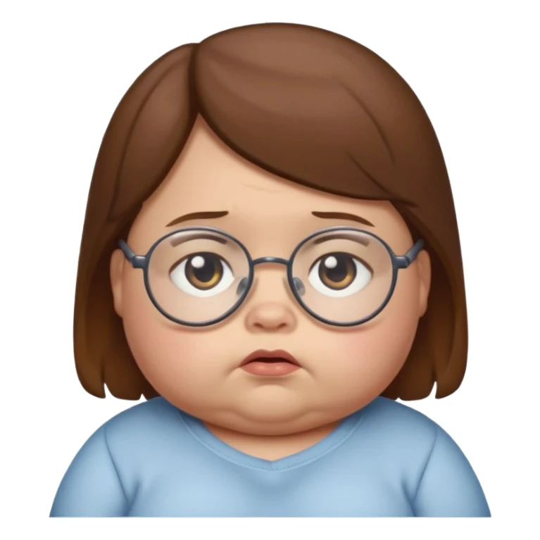 Sad Fat baby with glasses and brown hair sticker