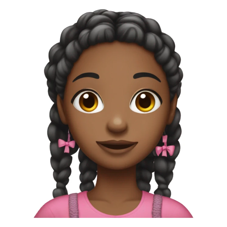 A black girl with braids and wearing pink and loves bows sticker